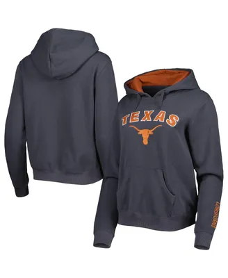 Women's Colosseum Charcoal Texas Longhorns Arch & Logo Pullover Hoodie