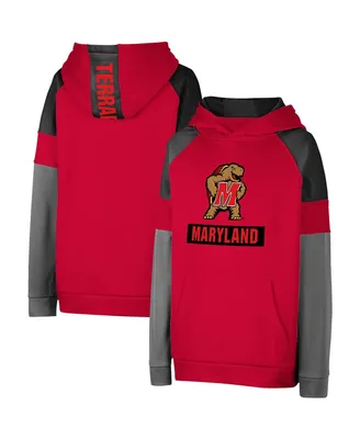 Big Boys Colosseum Red Maryland Terrapins Colorblocked Raglan Pullover Hoodie