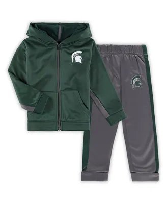 Toddler Boys Colosseum Green, Gray Michigan State Spartans Shark Full-Zip Hoodie Jacket and Pants Set