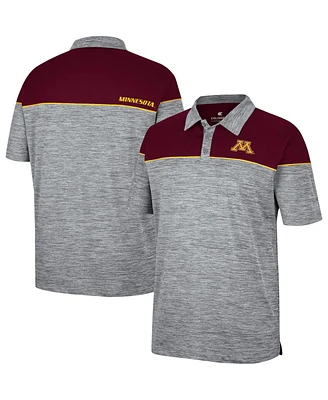 Men's Colosseum Heathered Gray, Maroon Minnesota Golden Gophers Birdie Polo Shirt