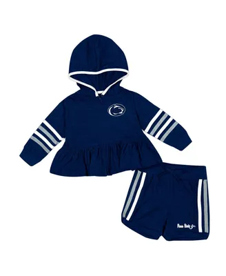Girls Infant Colosseum Navy Penn State Nittany Lions Spoonful Full-Zip Hoodie and Shorts Set