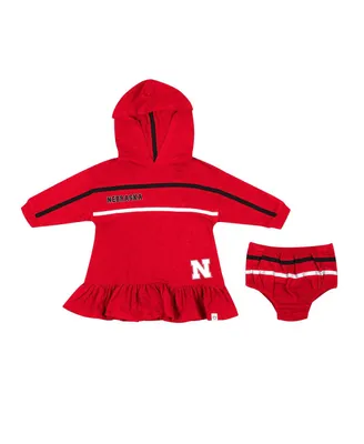 Girls Infant Colosseum Scarlet Nebraska Huskers Winifred Hoodie Dress and Bloomer Set