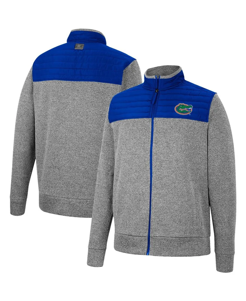 Men's Colosseum Gray, Royal Florida Gators Putter Herringbone Full-Zip Jacket