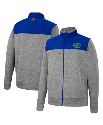Men's Colosseum Gray, Royal Florida Gators Putter Herringbone Full-Zip Jacket