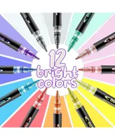 Zulay Kitchen 12 Pieces Dual Colored Outline Pens - Self-Outline Metallic Markers - Assorted Pre