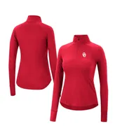 Women's Colosseum Crimson Oklahoma Sooners Core Quinn Raglan Quarter-Zip Top