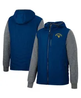 Men's Colosseum Navy West Virginia Mountaineers Course Herringbone Full-Zip Hoodie