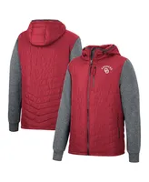 Men's Colosseum Crimson, Charcoal Oklahoma Sooners Course Herringbone Full-Zip Hoodie