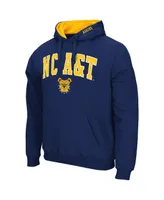 Men's Colosseum Navy North Carolina A&T Aggies Arch & Logo Pullover Hoodie