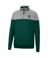 Men's Colosseum Green, Heather Gray Michigan State Spartans Be the Ball Quarter-Zip Top