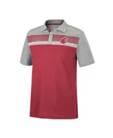 Men's Colosseum Crimson, Heathered Gray Washington State Cougars Caddie Polo Shirt