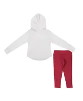 Toddler Girls Colosseum White, Crimson Oklahoma Sooners Most Delightful Way Long Sleeve Hoodie T-shirt and Leggings Set