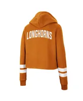 Women's Colosseum Texas Orange Longhorns Throwback Stripe Cropped Pullover Hoodie