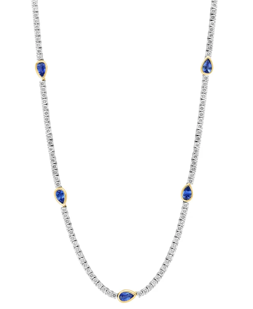 Effy Sapphire (7/8 ct. t.w.) & Diamond (4 ct. t.w.) 18" Collar Necklace in 14k Two-Tone Gold