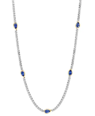 Effy Sapphire (7/8 ct. t.w.) & Diamond (4 ct. t.w.) 18" Collar Necklace in 14k Two-Tone Gold