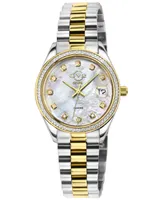 GV2 by Gevril Women's Naples Swiss Quartz Diamond Two-Toned Ss Ipyg Stainless Steel Bracelet Watch 32mm