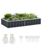 Metal Raised Garden Bed No Bottom Large Steel Planter Box w/ Gloves