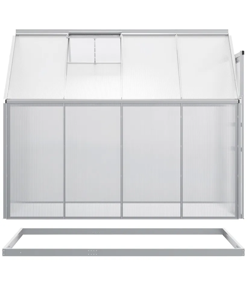 Outsunny 8' x 6' Polycarbonate Walk-in Garden Greenhouse Kit Silver