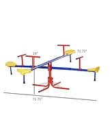 Outsunny Metal Seesaw for Kids 71.75" L x 71.75" W x 19" H, Red Blue Yellow