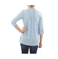 Indigo Poppy Maternity Pleated Roll Sleeve Nursing Top