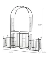 Outsunny 87in Metal Garden Arbor Arch Gate w/ 2 Side Planter Boxes & Vine Frame