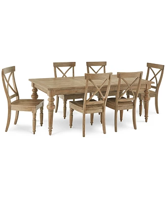 Closeout! Sonora 7-pc. Dining Set (Rectangular Expandable Table + 6 X-Back Side Chairs)
