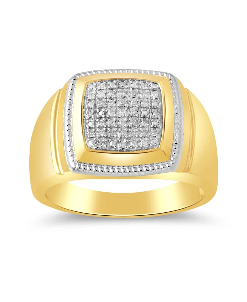 Men's Diamond Cluster Style Ring (1/10 ct. t.w.) 18k Gold-Plated Sterling Silver