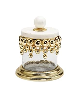 Classic Touch Small Hammered Glass Canisters with Design and Marble Lid