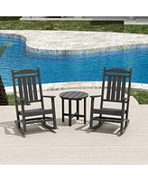 WestinTrends 3 Piece Outdoor Porch Rocking Chairs with Round Side Table Set