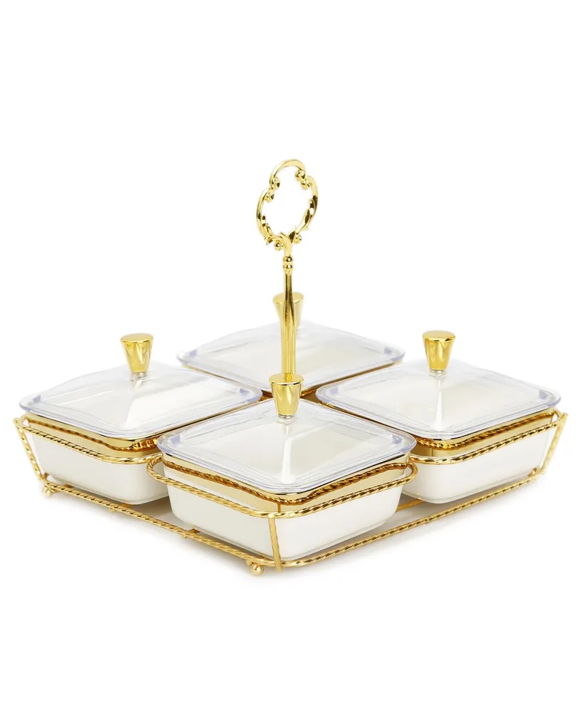 Classic Touch -Piece Bowl Relish Dish on Base Set