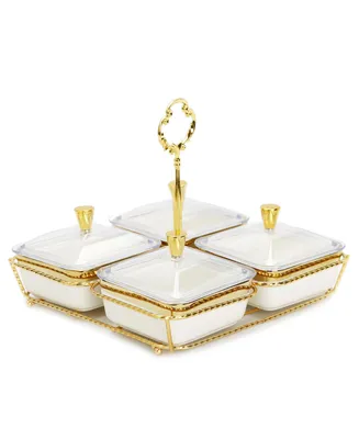 Classic Touch -Piece Bowl Relish Dish on Base Set