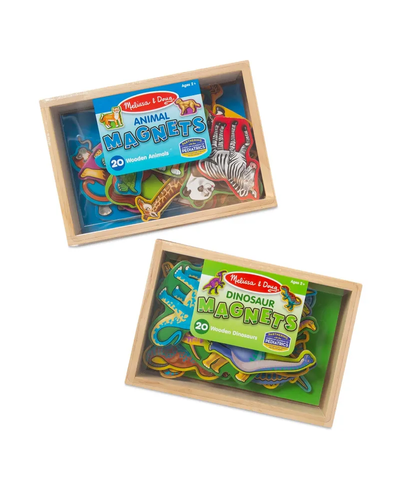 Melissa & Doug 2-Pk. Wooden Animals & Dinosaurs Magnets