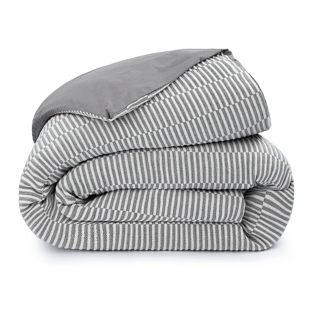 Bokser Home 100% Cotton Textured Stripe Duvet Cover - King/Cal King