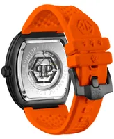 Philipp Plein Men's Automatic The $keleton Sport Master Orange Perforated Silicone Strap Watch 44x56mm