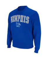 Men's Colosseum Royal Memphis Tigers Arch & Logo Tackle Twill Pullover Sweatshirt