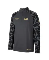 Men's Colosseum Charcoal Byu Cougars Oht Military-Inspired Appreciation Long Range Raglan Quarter-Zip Jacket