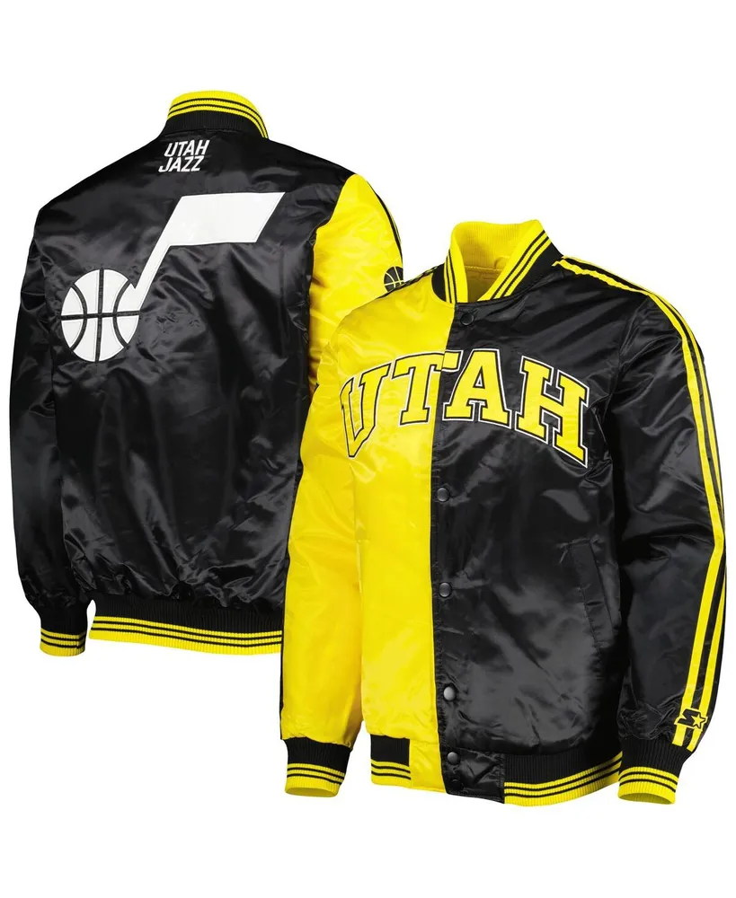 Men's Starter Gold, Black Utah Jazz Fast Break Satin Full-Snap Jacket