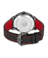 Ducati Corse Men's Podio Collection Timepiece Black Genuine Leather Strap Watch, 44mm