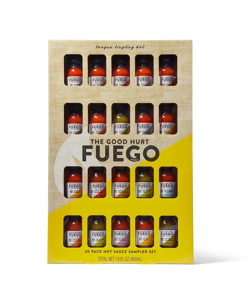 The Good Hurt Fuego Hot Sauce Gift Set, Delicious and Unique Flavors, Set of 20