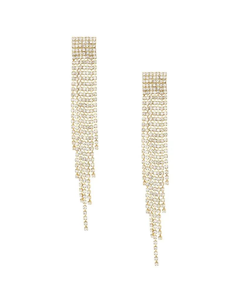 Ettika Crystal Fringe Earrings in 18K Gold Plating