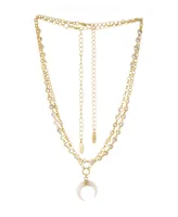 Ettika Crystal Dotted Horn Necklace in 18K Gold Plating Set, 2 Piece