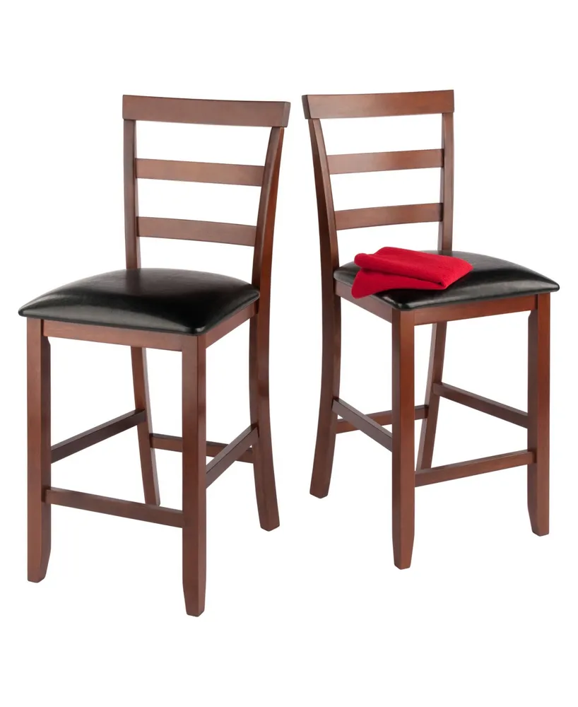 Winsome Simone 2-Piece Wood Cushion Ladder-Back Counter Stool Set