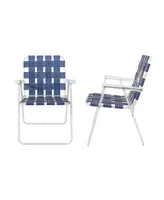 Rio Gear Camp and Go Folding Web Chair White Frame, Blue Webbing