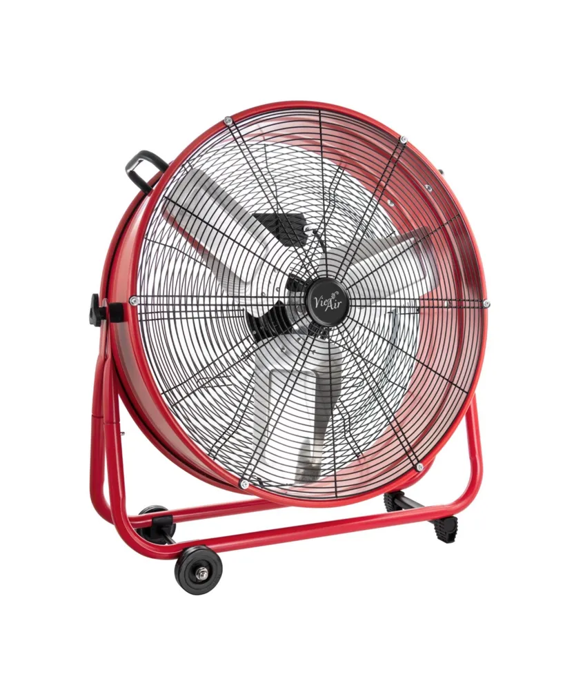 Vie Air 24 Inch Commercial Floor Drum Fan in Red