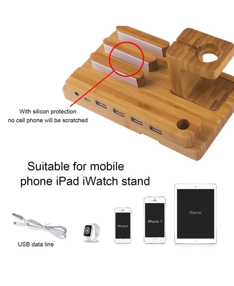 Trexonic Bamboo 4-Port Apple Watch & iPhone Charging Stand
