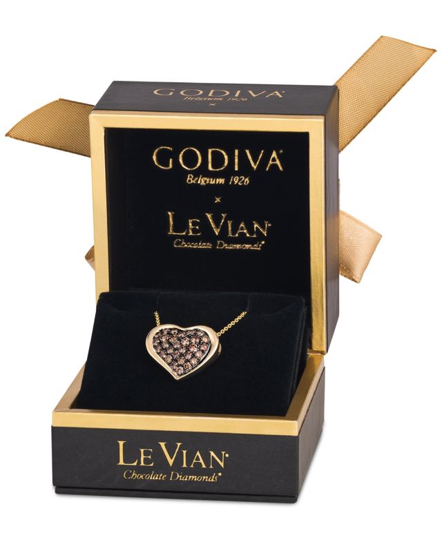 Le Vian Godiva x Chocolate Ganache Heart Pendant Necklace Featuring Diamond (5/8 ct. t.w.) 14k Gold (Also Available Rose Gold)