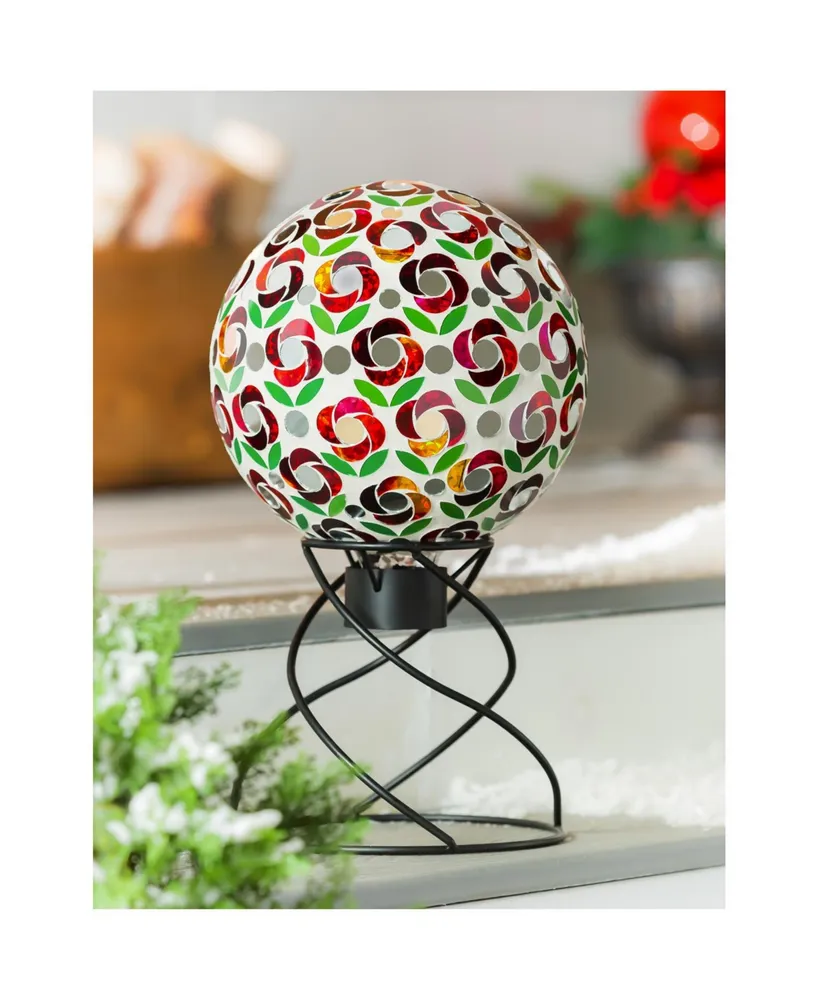 Evergreen 10" Mosaic Glass Gazing Ball, Poinsettia