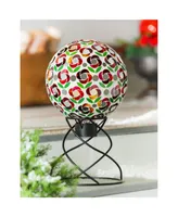Evergreen 10" Mosaic Glass Gazing Ball, Poinsettia