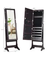 Mirrored Jewelry Cabinet Organizer Storage Stand w/Led Lights