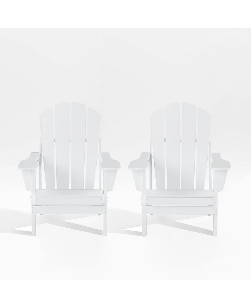 All-Weather Contoured Outdoor Poly Folding Adirondack Chair (Set of